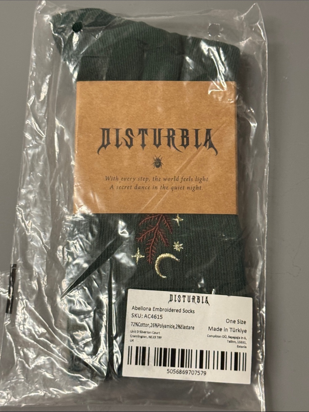 Disturbia Abellona embroidered sock